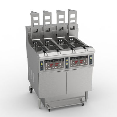 Autolift 4 pentole 4 cestini Computer digitale Pannello elettrico friggitore aperto