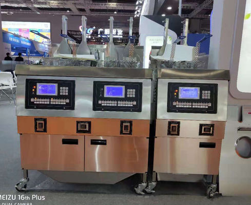 Auto Lift&Down Una pentola Due cestini Coppie di riscaldamento a gas Chips aperta Frittatrice