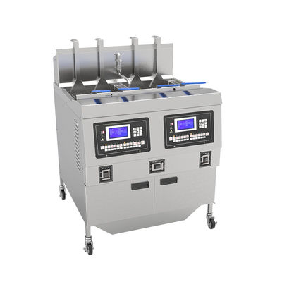 Due pentole Quattro cestini Riscaldamento a gas Chips Aprire Frittatrice con filtrazione dell' olio