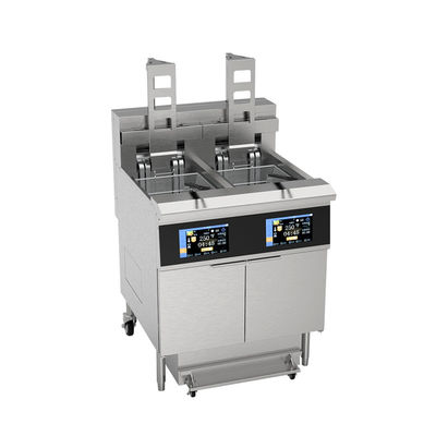 Touchscreen Smart Panel Auto Lift Filtration Due pentole Quattro cestini 304SUS Electric Gas Open Chips Fryer