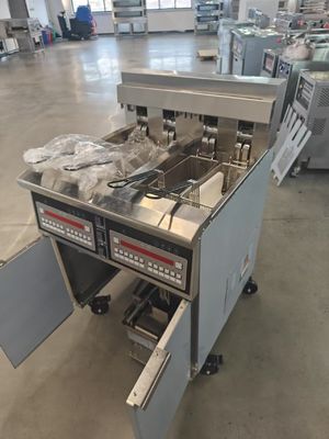 380V 28kw Doppi serbatoi Quattro cestini Pannello digitale Elettronica e gas Chips Macchina friggitrice aperta 15L*2
