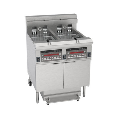 380V 28kw Doppi serbatoi Quattro cestini Pannello digitale Elettronica e gas Chips Macchina friggitrice aperta 15L*2