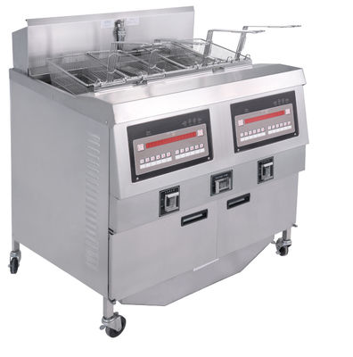 Pannello di computer digitale Due pentole Quattro cestini Frittatrice automatica GAS Frittatrice aperta