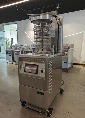 6HD elettrico 12KW 380V 28L 6 friggitrice grande produttività rotonda ascensore automatico fritto a pressione di pollo